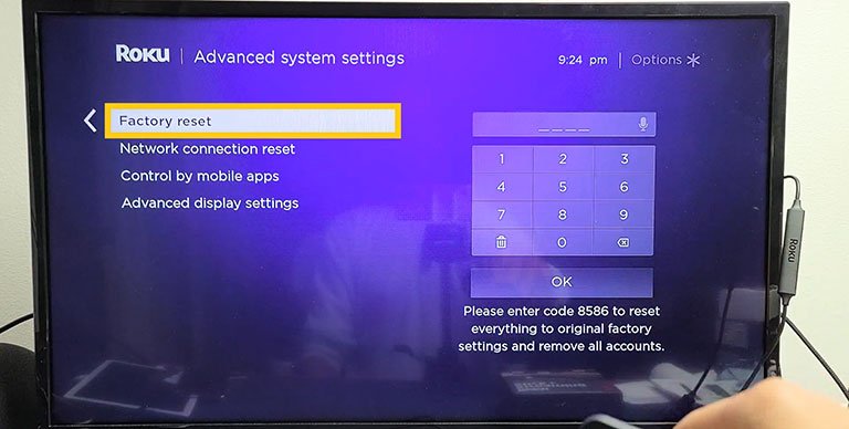 Click on Factory Reset Click on Factory Reset