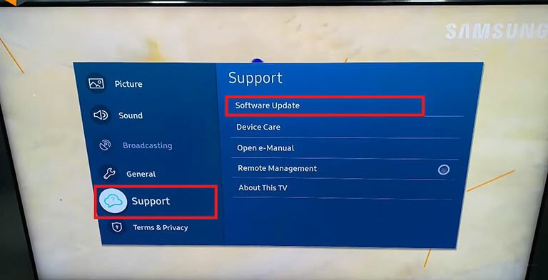 Go to Support and Click on Software Updates Go to Support and Click on Software Updates