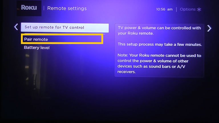 Select pair remote option demarcated by a yellow rectangle Select pair remote option demarcated by a yellow rectangle