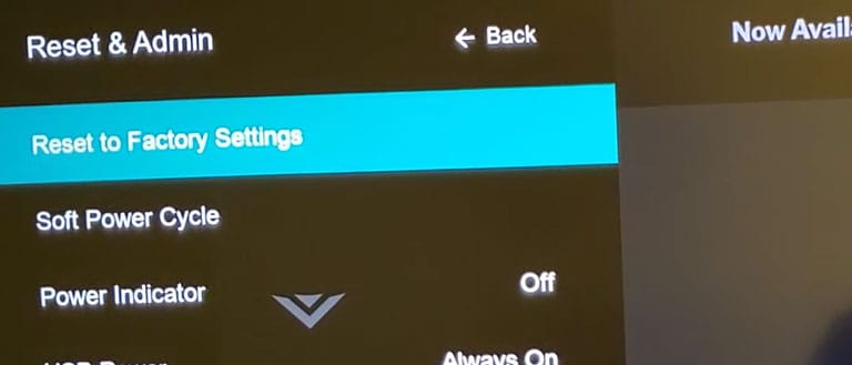 Select Reset to Factory Defaults Select Reset to Factory Defaults