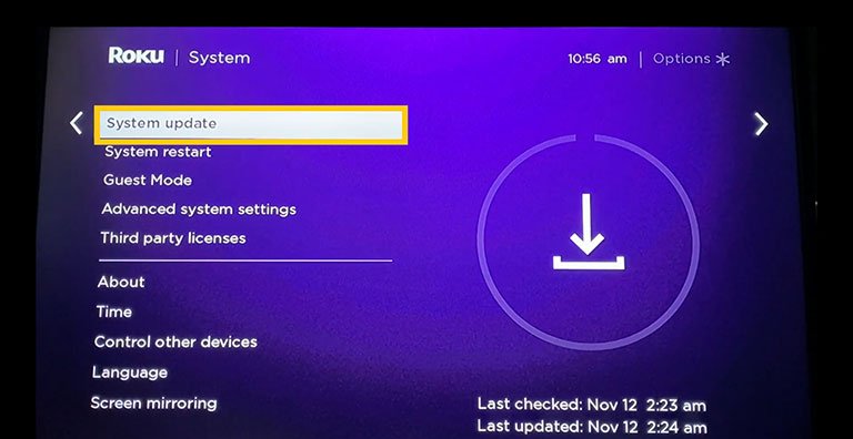 Tap on System Update Tap on System Update