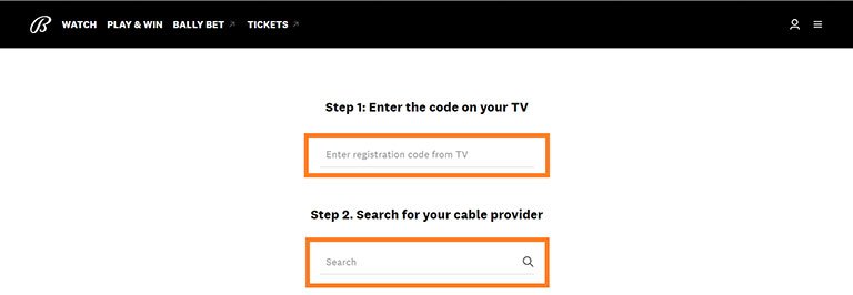 Enter Code and Search Cable Provider on Bally Sports Enter Code and Search Cable Provider on Bally Sports