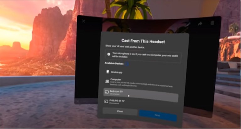 Cast from Oculus Headset