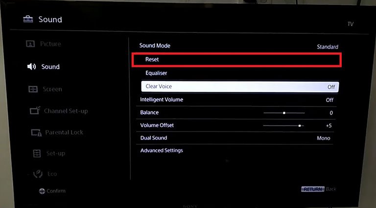 Reset Sound Settings