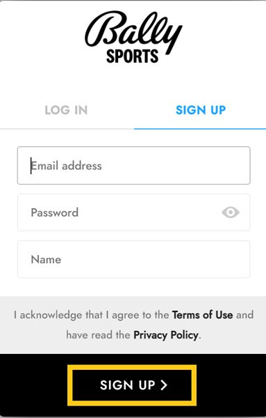 Sign Up on Bally Sports Sign Up on Bally Sports