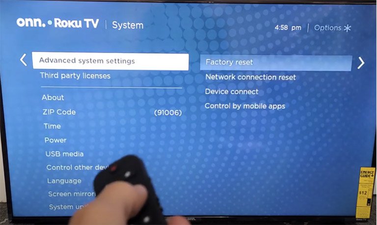 Advanced System Settings on Roku TV