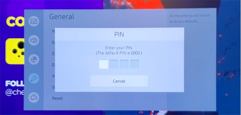 Enter PIN to Reset Samsung TV