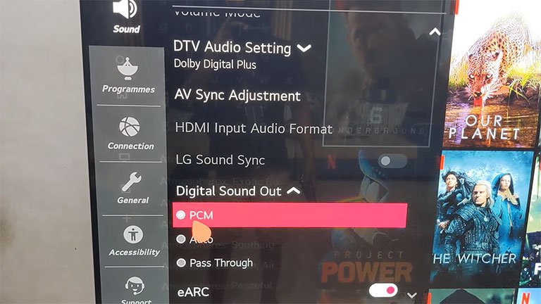 Change Digital Sound Output to PCM Change Digital Sound Output to PCM
