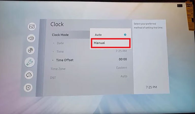Change the Clock Settings to Manual