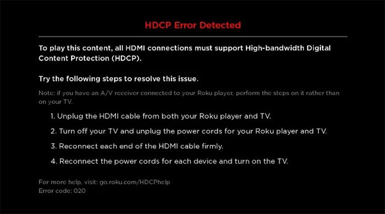 HDCP Error Detected HDCP Error Detected