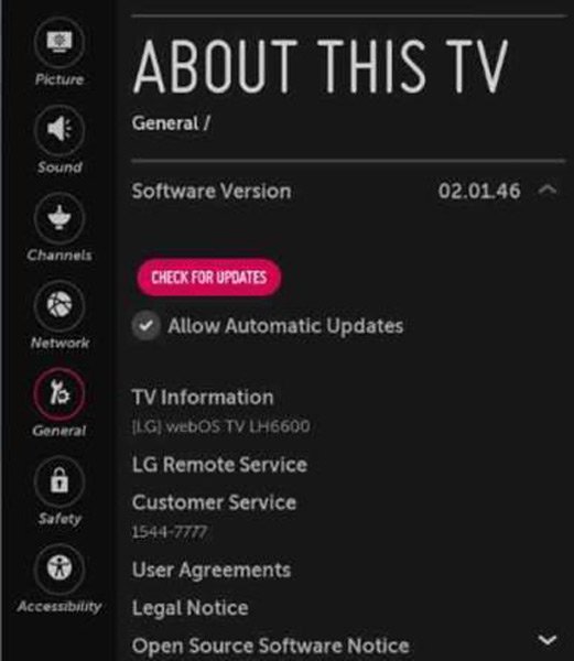 LG TV About LG TV About