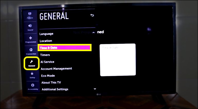 Navigate to General Then Select Time & Date Navigate to General Then Select Time & Date