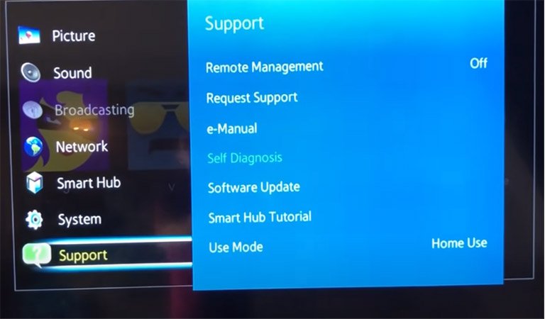 Samsung TV Support Option